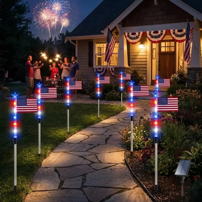 🔥Last Day 55% OFF 🔥MADE IN USA-8-Piece Flag Light Set🔥 – 4th of July Decorations✨