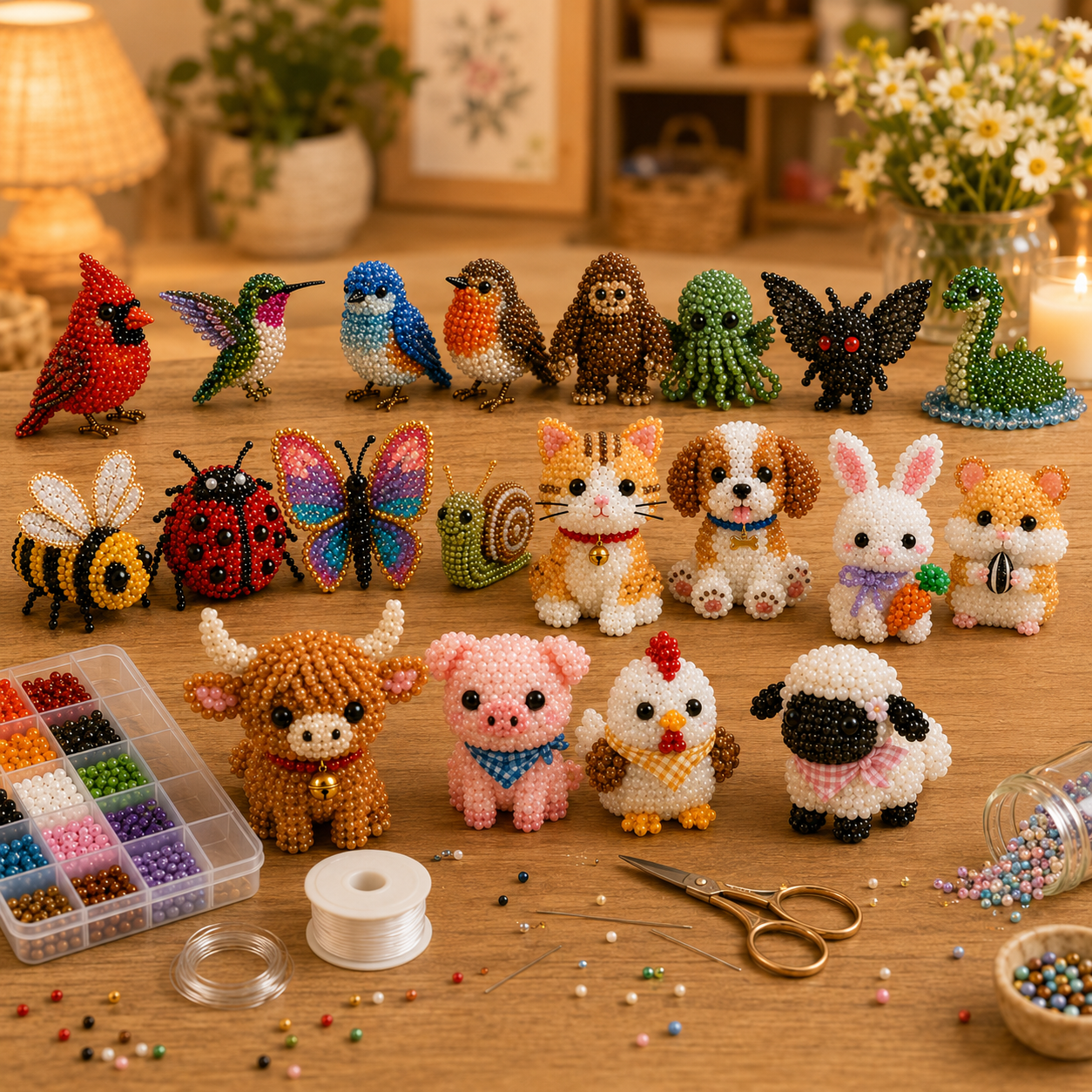 Tiny 3D Beaded Animal DIY Kit – Make Adorable Mini Animal Crafts 🧵✨