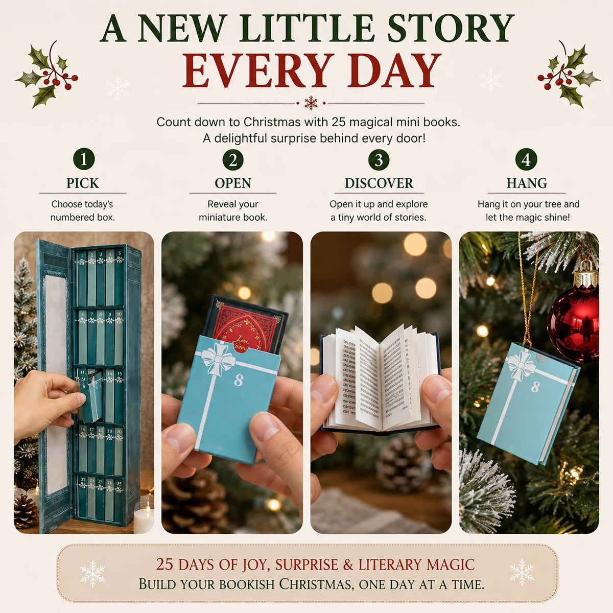 📚 25-Day Mini Book Advent Calendar – 🎁❤️ A Book Lover's Christmas Countdown (📦Buy 2 Free Shipping)