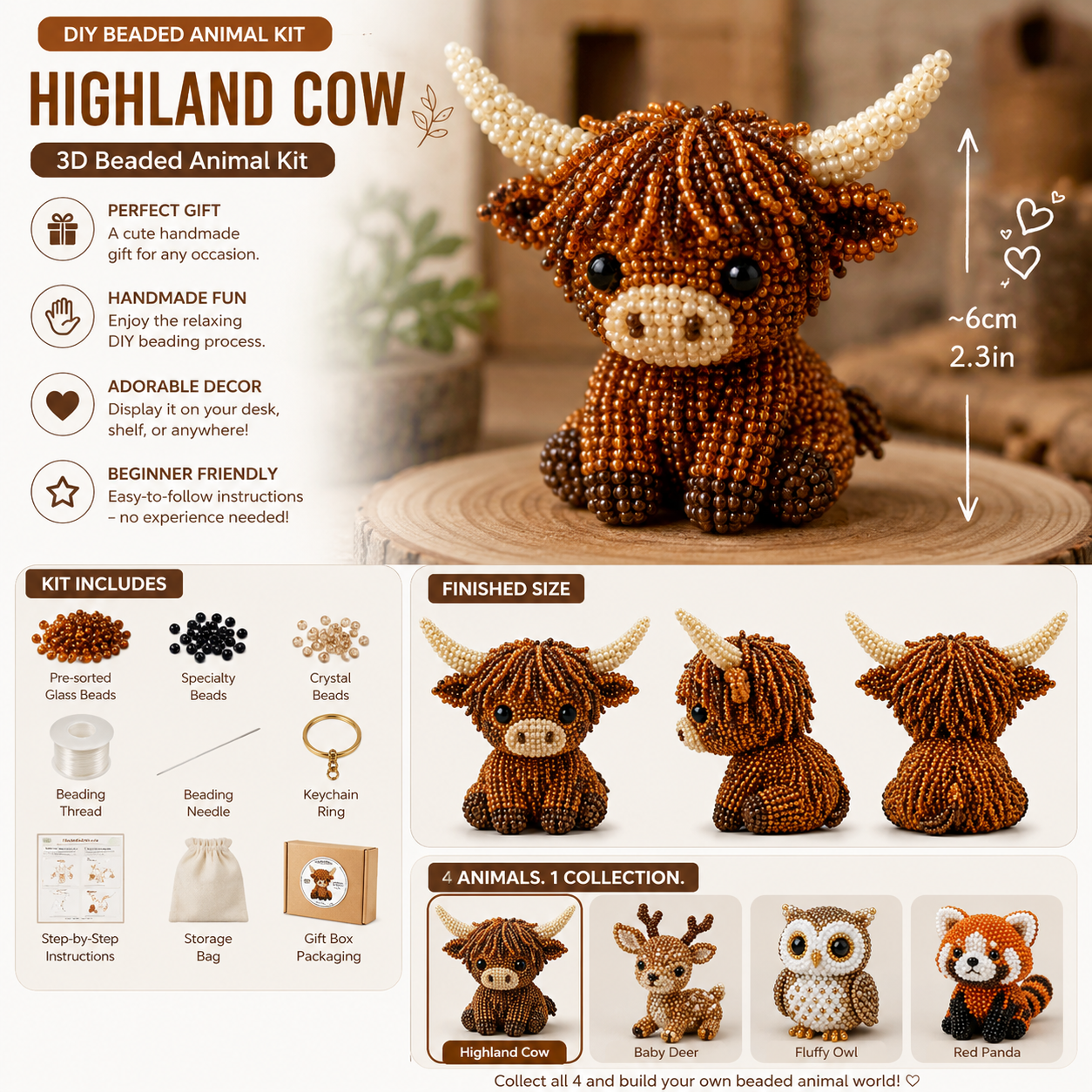 Tiny 3D Beaded Animal DIY Kit – Make Adorable Mini Animal Crafts 🧵✨