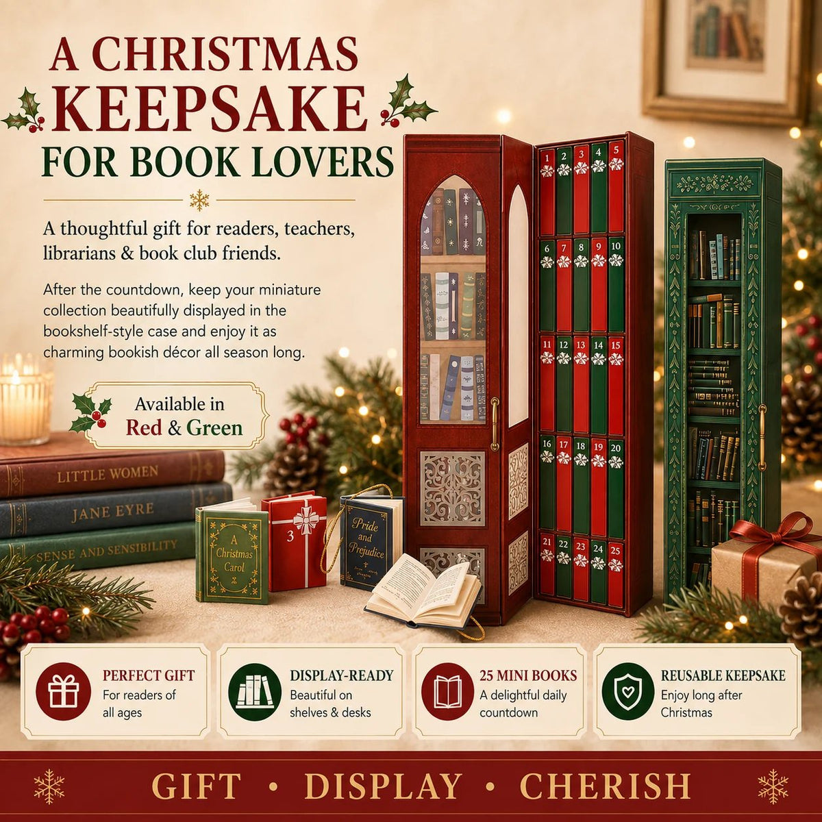 📚 25-Day Mini Book Advent Calendar – 🎁❤️ A Book Lover's Christmas Countdown (📦Buy 2 Free Shipping)