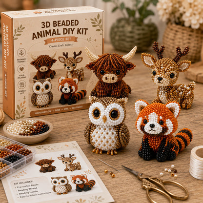Tiny 3D Beaded Animal DIY Kit – Make Adorable Mini Animal Crafts 🧵✨