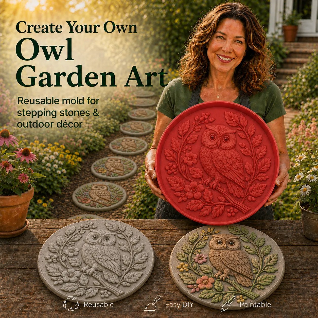 💥 LAST DAY 49% OFF - Garden Art Stepping Stone Mold - BUY 2 FREE SHIPPING