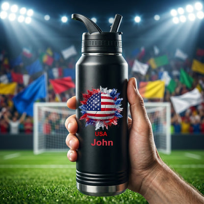 Personalized Soccer Water Bottle - Country Flags Gift For Soccer Lovers