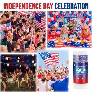 🦅4th of July Glitter Stick✨🔔Red, White & Blue Body & Hair Sparkle🔔
