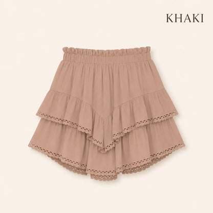 RuffleEase - High Waist Tiered Skort for Women