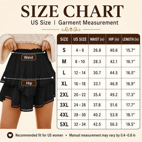 RuffleEase - High Waist Tiered Skort for Women