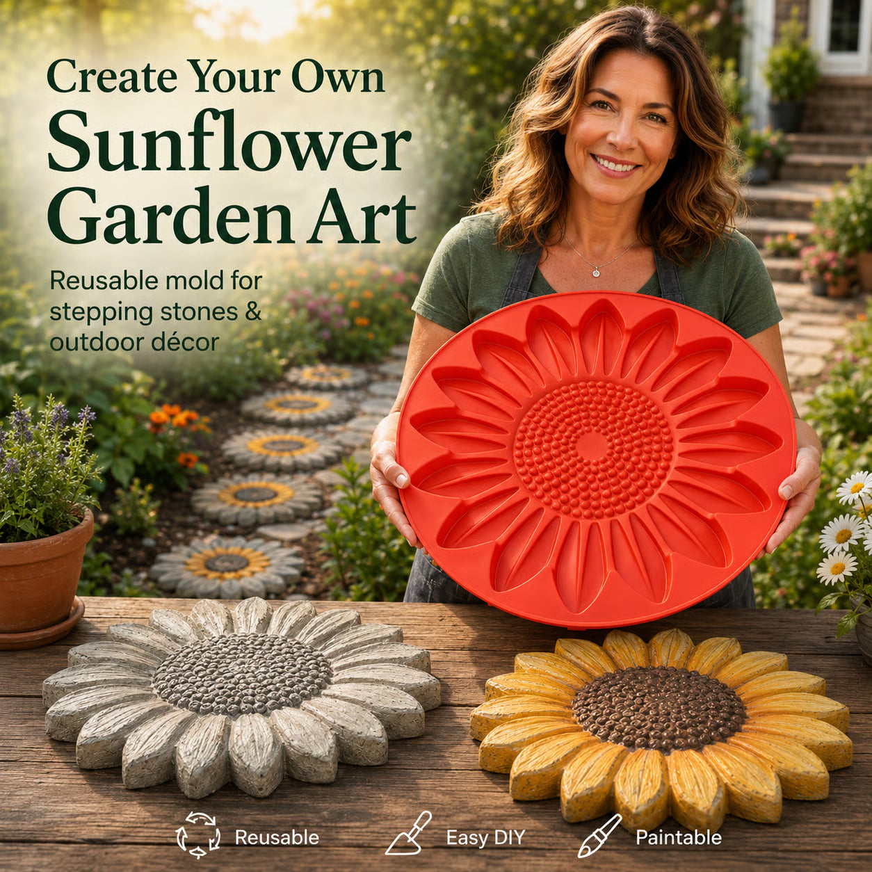 💥 LAST DAY 49% OFF - Garden Art Stepping Stone Mold - BUY 2 FREE SHIPPING