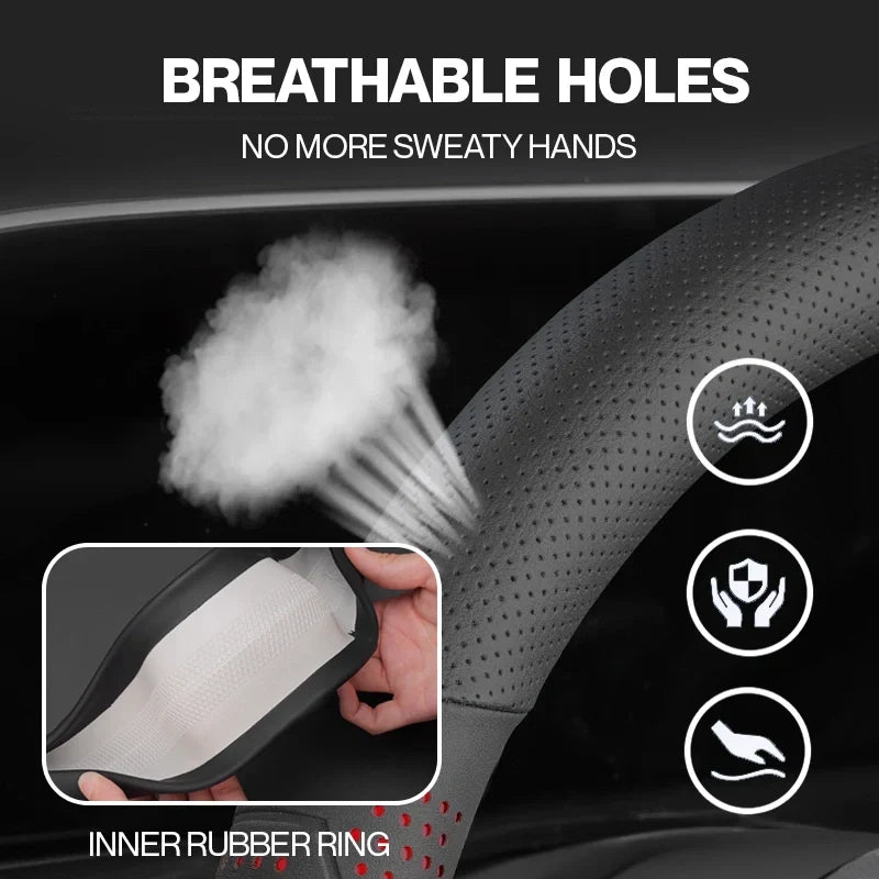 Gripex UltraGrip Breathable Leather Steering Wheel Cover | Anti-Slip, Custom - Fit