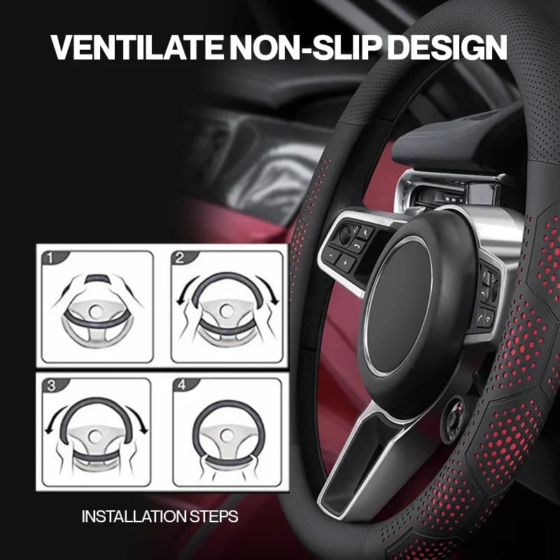 Gripex UltraGrip Breathable Leather Steering Wheel Cover | Anti-Slip, Custom - Fit