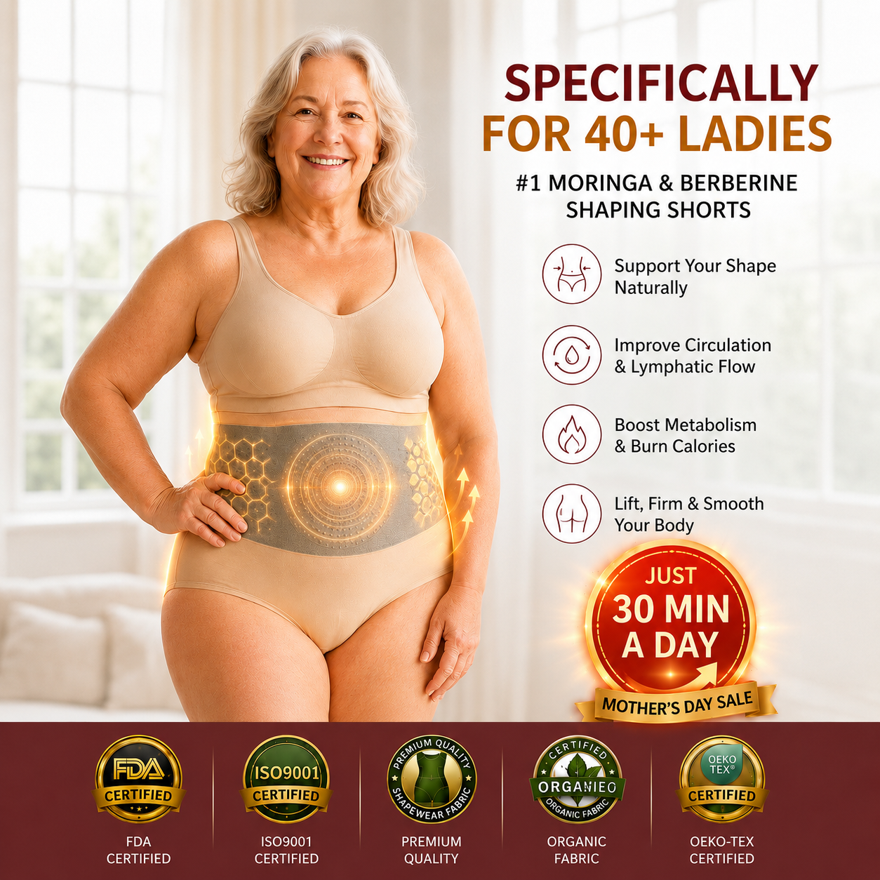 Ziptred™ Moringa & Berberine Tummy Control Shaping Shorts