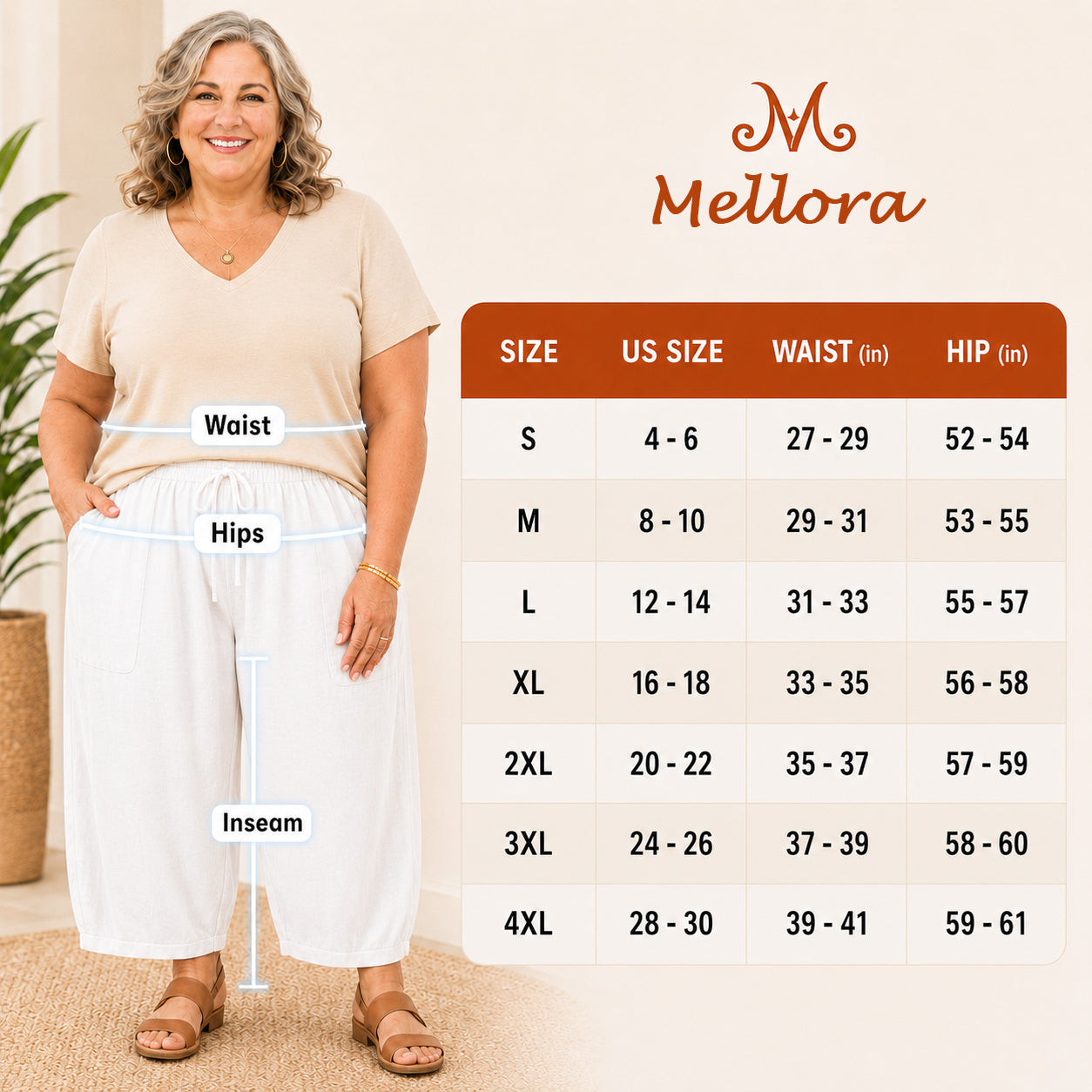 Mellora - Women Comfort Lightweight Linen Wide Leg Cargo Pants