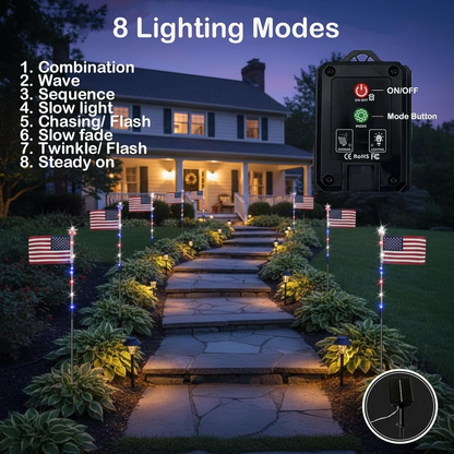 🔥Last Day 55% OFF 🔥MADE IN USA-8-Piece Flag Light Set🔥 – 4th of July Decorations✨