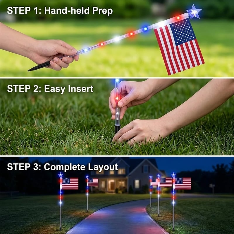 🔥Last Day 55% OFF 🔥MADE IN USA-8-Piece Flag Light Set🔥 – 4th of July Decorations✨