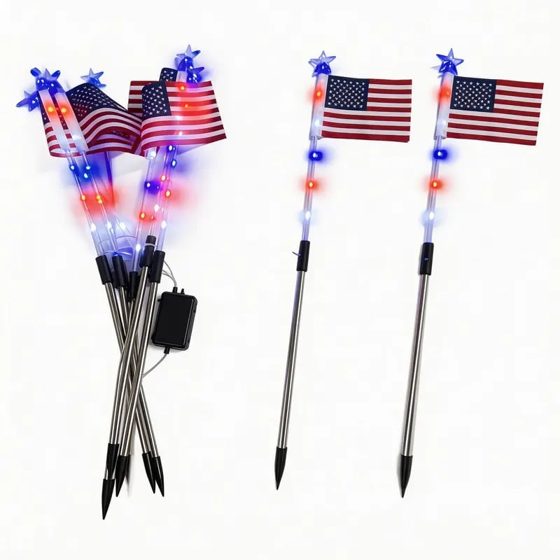 🔥Last Day 55% OFF 🔥MADE IN USA-8-Piece Flag Light Set🔥 – 4th of July Decorations✨