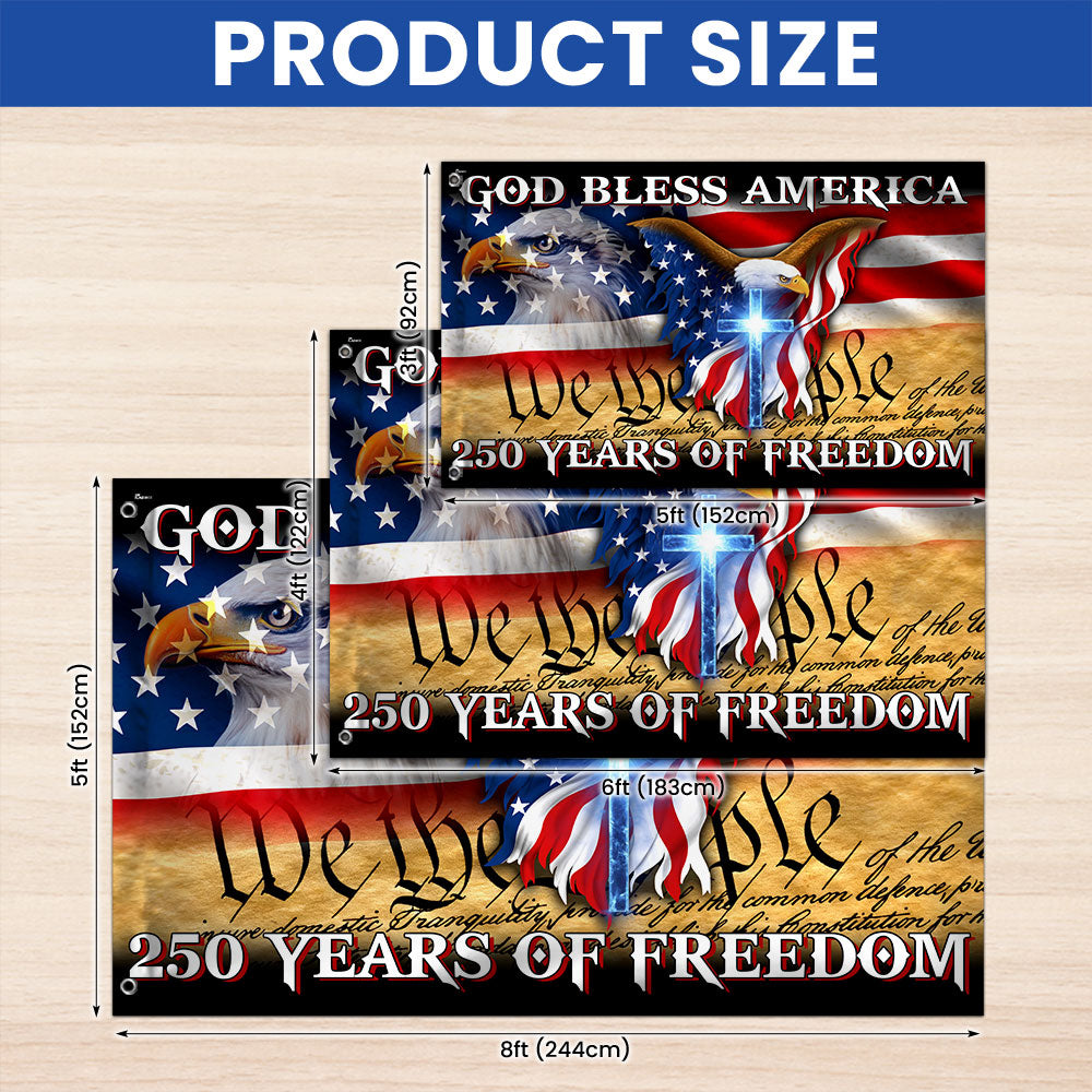 250 Years of Freedom Grommet Flag sizes