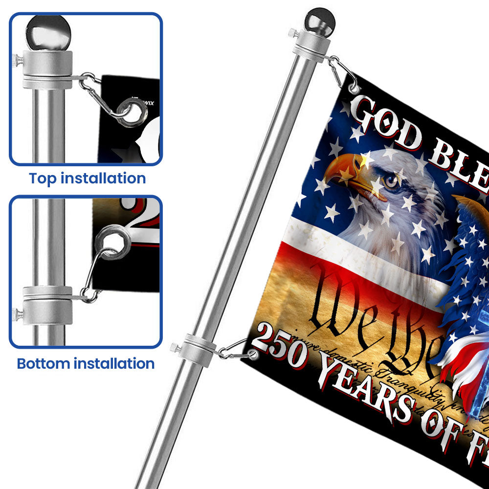 250 Years of Freedom Flag, We the People, God Bless America Grommet Flag 3-Day Shipping
