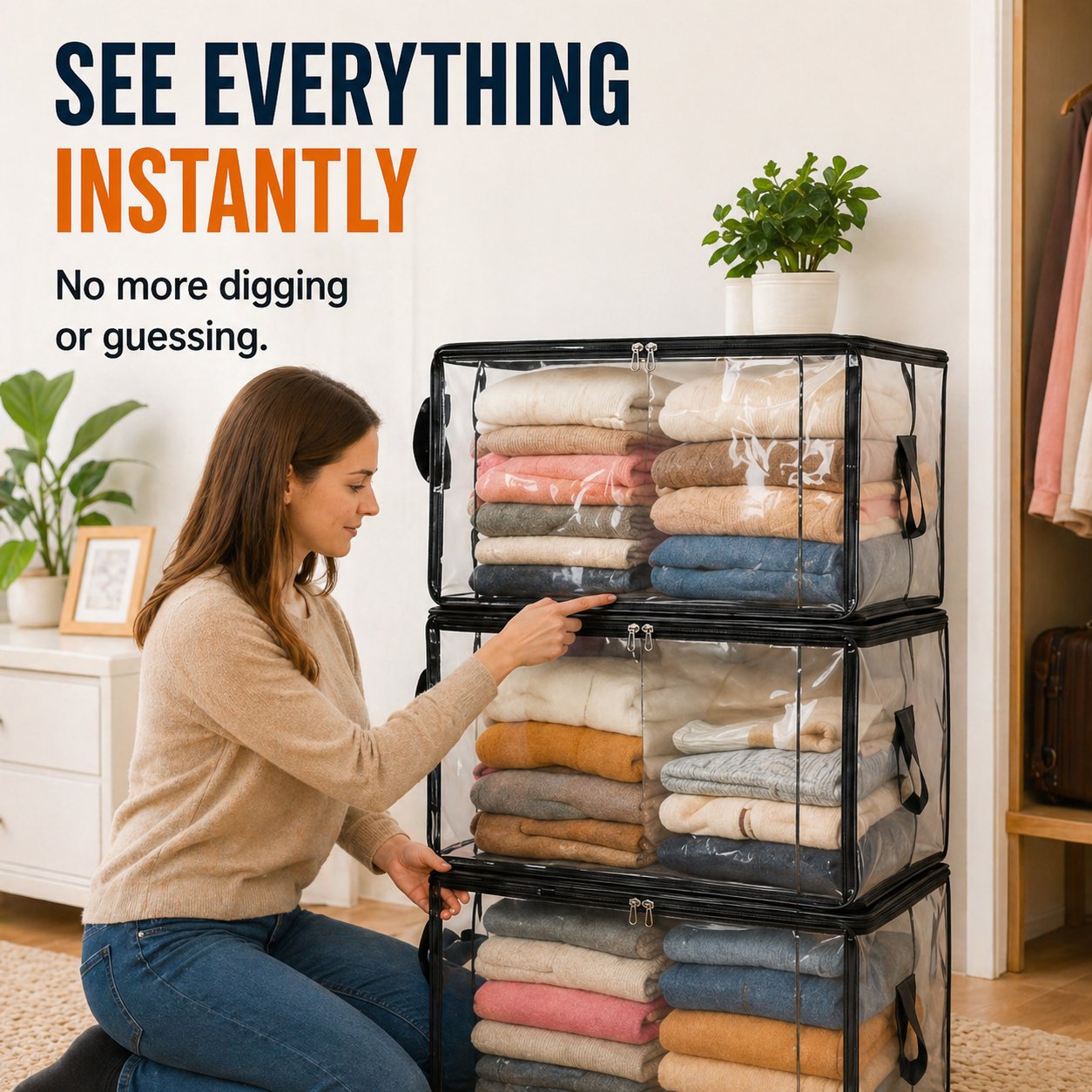 Large Clear Storage Bags for Closet Organization