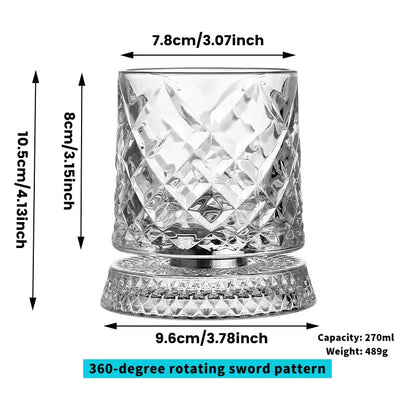 Ziptred™ 360° Spinning Crystal Whiskey Glass – Premium Rotating Tumbler Gift