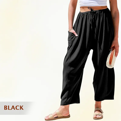 Mellora - Women Comfort Lightweight Linen Wide Leg Cargo Pants