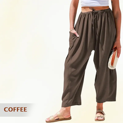 Mellora - Women Comfort Lightweight Linen Wide Leg Cargo Pants