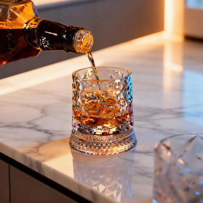 Ziptred™ 360° Spinning Crystal Whiskey Glass – Premium Rotating Tumbler Gift