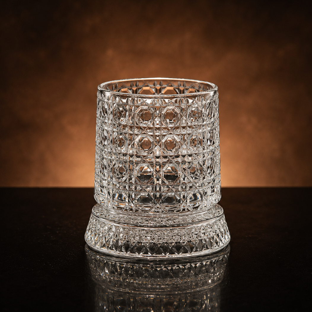 Ziptred™ 360° Spinning Crystal Whiskey Glass – Premium Rotating Tumbler Gift