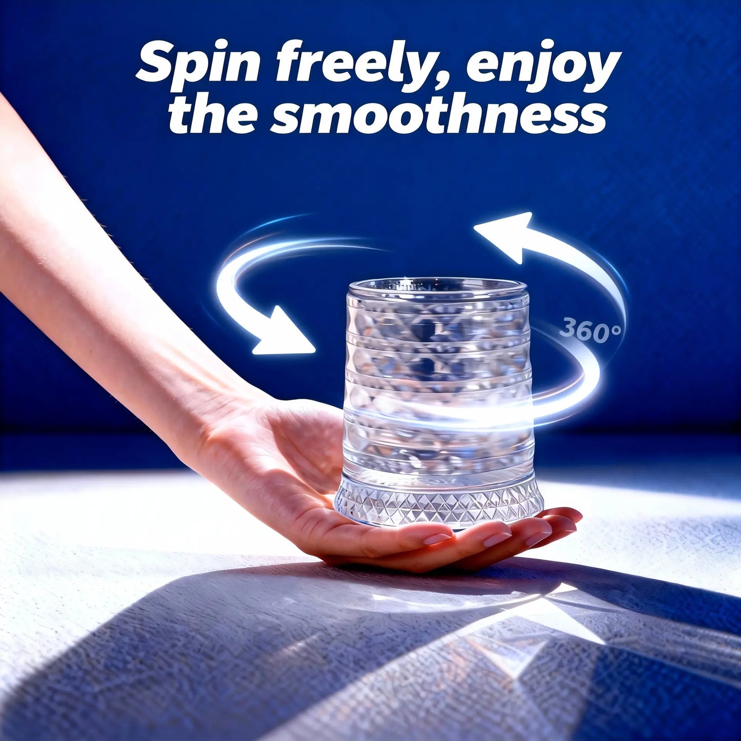 Ziptred™ 360° Spinning Crystal Whiskey Glass – Premium Rotating Tumbler Gift