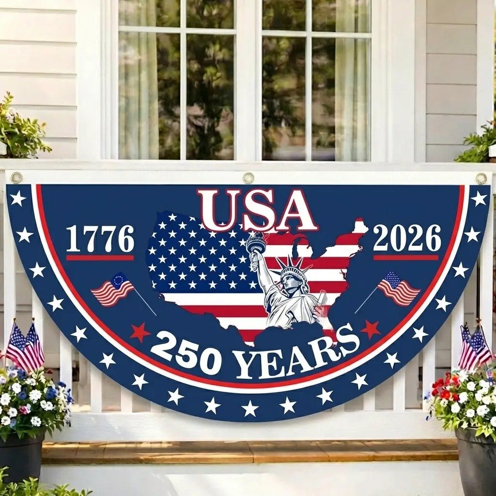 Limited Edition USA 250th Anniversary Fan Flag – Patriotic Outdoor Decor (1776–2026)
