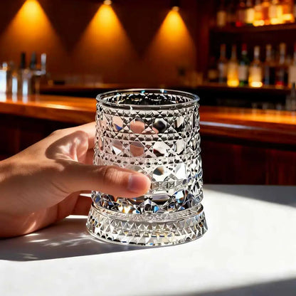 Ziptred™ 360° Spinning Crystal Whiskey Glass – Premium Rotating Tumbler Gift