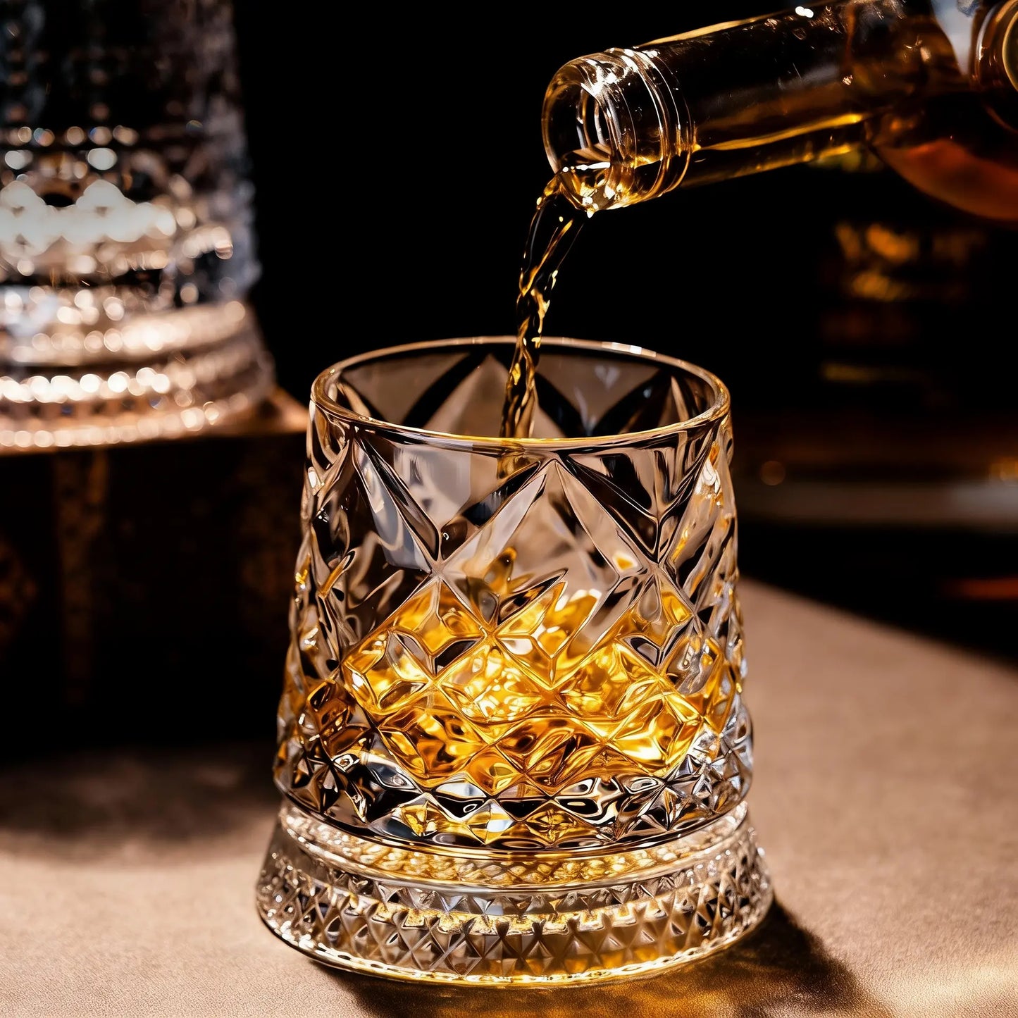 Ziptred™ 360° Spinning Crystal Whiskey Glass – Premium Rotating Tumbler Gift