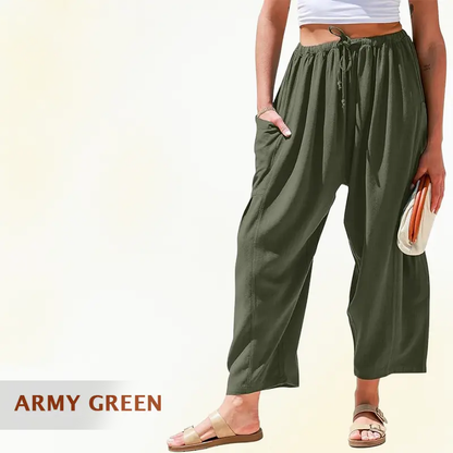 Mellora - Women Comfort Lightweight Linen Wide Leg Cargo Pants