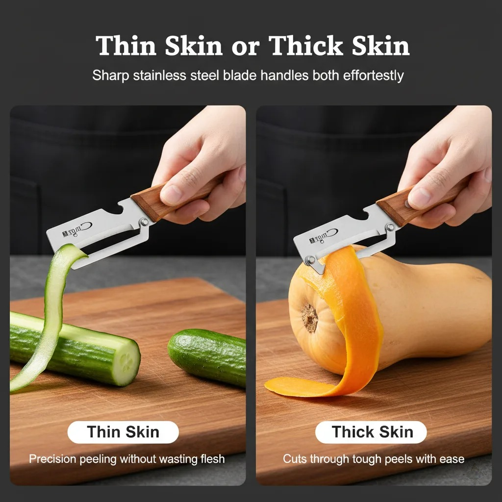 Stainless Peeler , High-Grade Durability, Clean, Precision Peeling + Bottle Opener