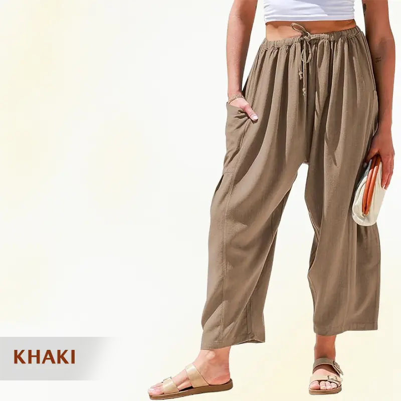 Mellora - Women Comfort Lightweight Linen Wide Leg Cargo Pants