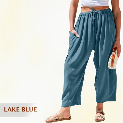 Mellora - Women Comfort Lightweight Linen Wide Leg Cargo Pants