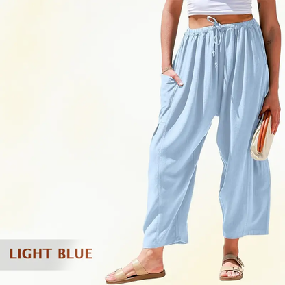 Mellora - Women Comfort Lightweight Linen Wide Leg Cargo Pants