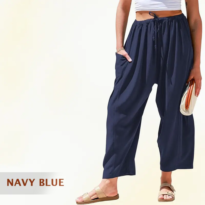Mellora - Women Comfort Lightweight Linen Wide Leg Cargo Pants
