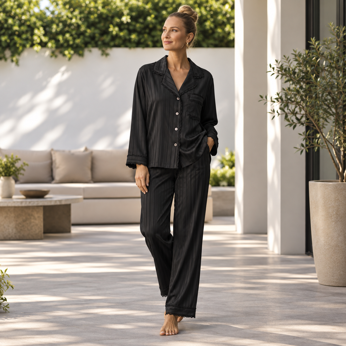 Women's Autumn Long-Sleeve Ice Silk Pajamas