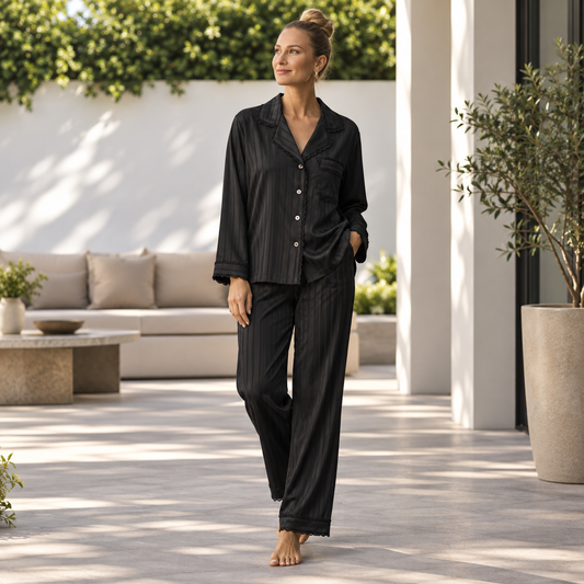 Women's Autumn Long-Sleeve Ice Silk Pajamas