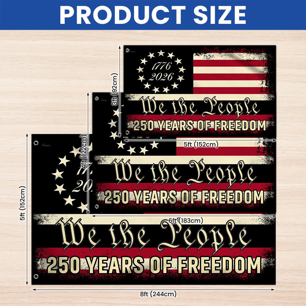 we the people 250 grommet flag sizes
