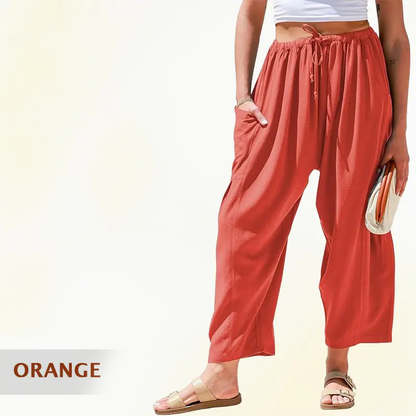 Mellora - Women Comfort Lightweight Linen Wide Leg Cargo Pants