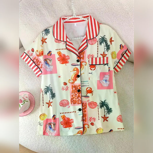 Women's Cartoon Print 2-Piece Pajama Set