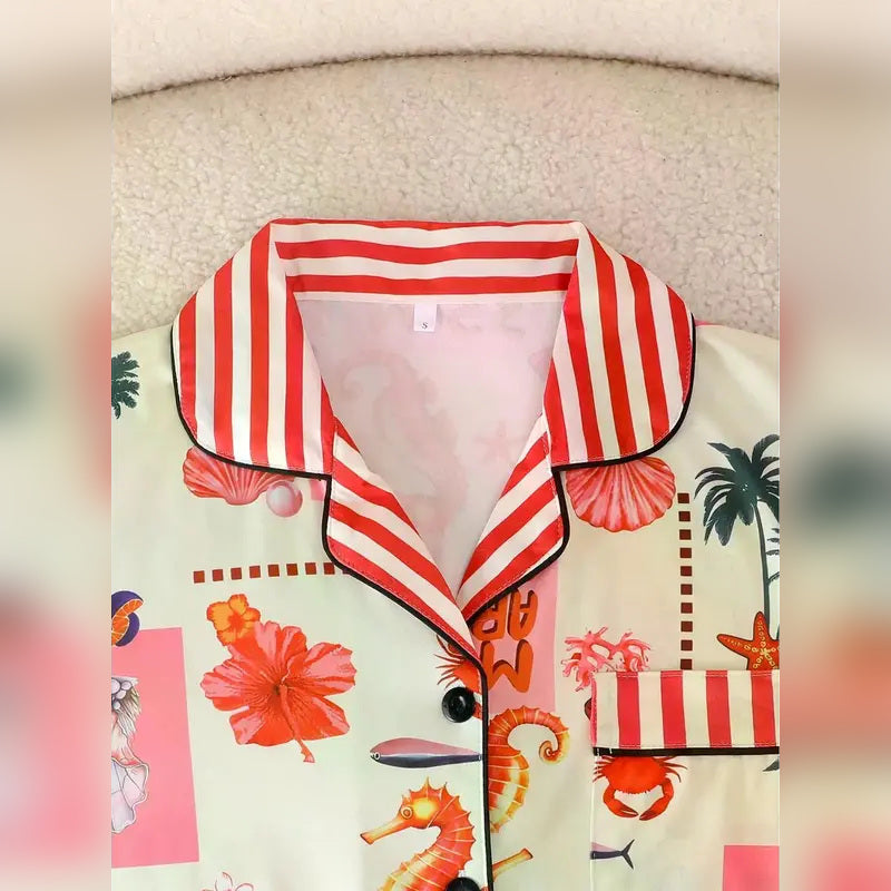 Women's Cartoon Print 2-Piece Pajama Set