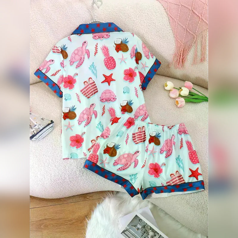 Women's Cartoon Print 2-Piece Pajama Set