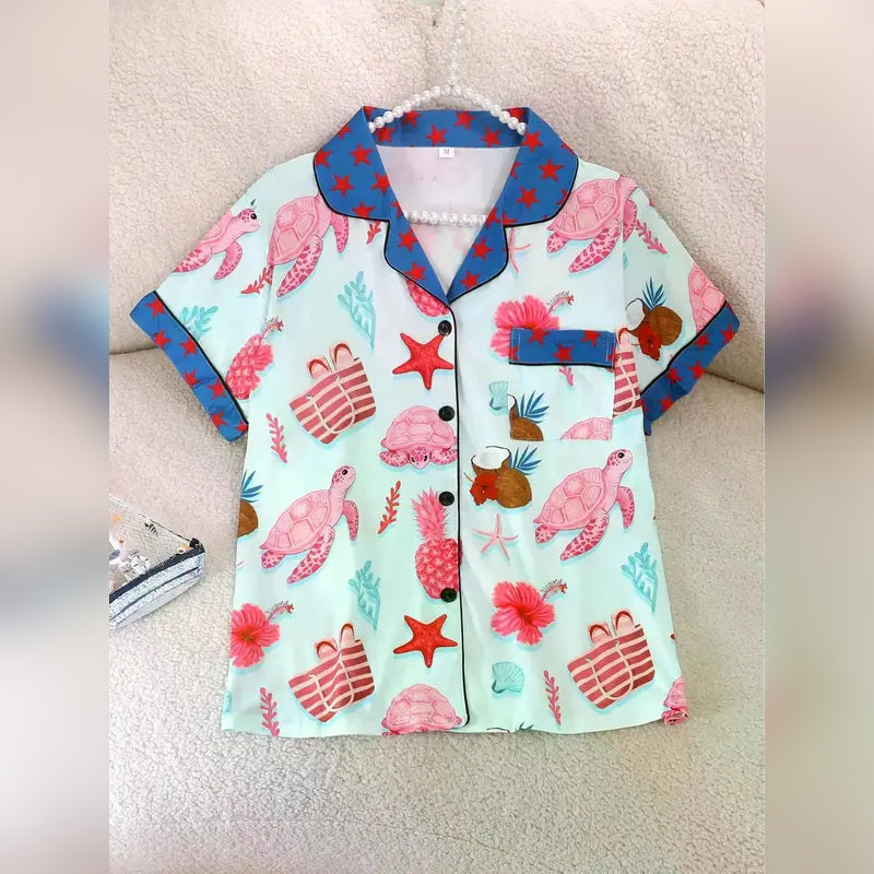 Women's Cartoon Print 2-Piece Pajama Set