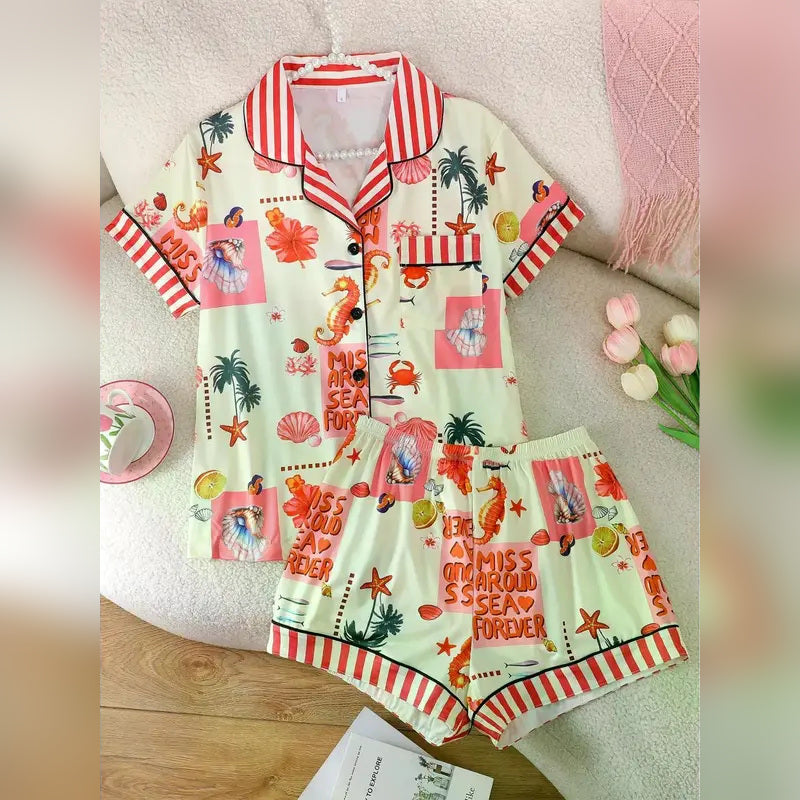 Women's Cartoon Print 2-Piece Pajama Set