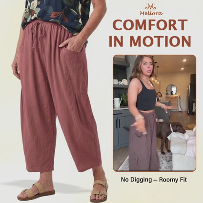 Mellora - Women Comfort Lightweight Linen Wide Leg Cargo Pants
