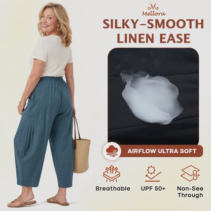 Mellora - Women Comfort Lightweight Linen Wide Leg Cargo Pants