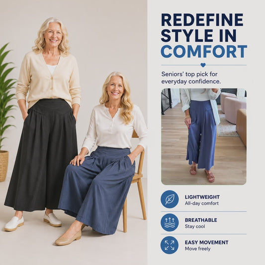 ComfortEra™ Flattering Soft Linen Palazzo Pants