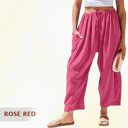 Mellora - Women Comfort Lightweight Linen Wide Leg Cargo Pants